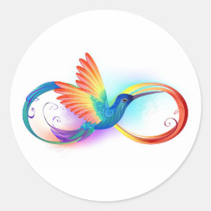 Rainbow Hummingbird med oändlighetssymbol Runt Klistermärke