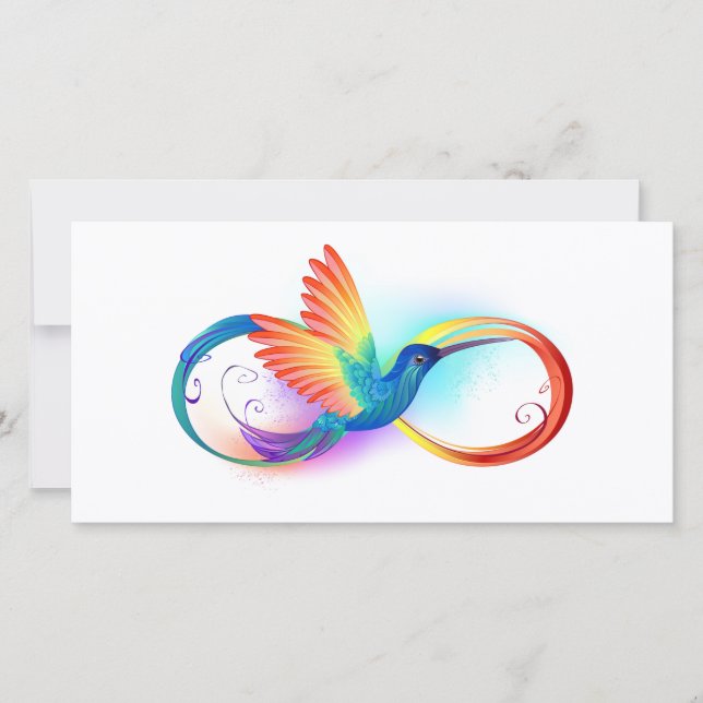 Rainbow Hummingbird med oändlighetssymbol Spara Datumet (Framsida)