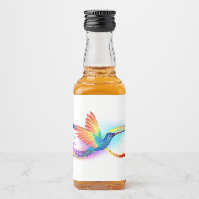 Rainbow Hummingbird med oändlighetssymbol Spritflaskor Etikett (Framsida)