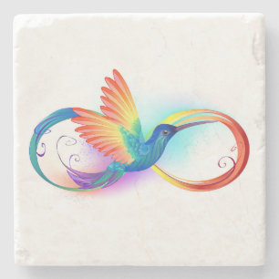 Rainbow Hummingbird med oändlighetssymbol Stenunderlägg