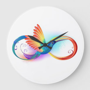 Rainbow Hummingbird med oändlighetssymbol Stor Klocka