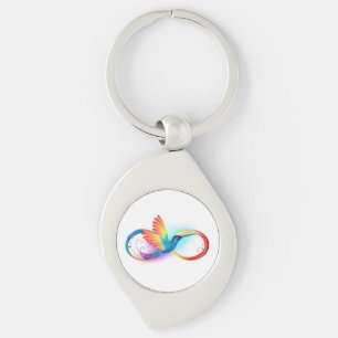 Rainbow Hummingbird med oändlighetssymbol Swirl Silverfärgad Nyckelring