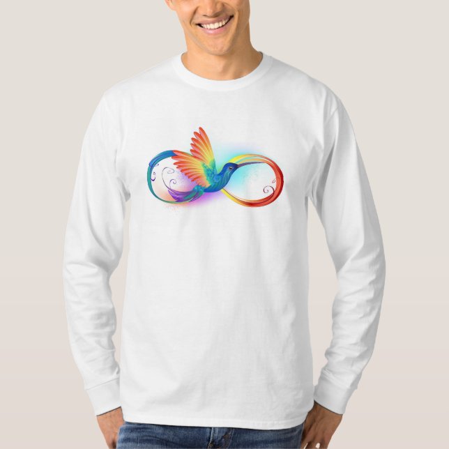 Rainbow Hummingbird med oändlighetssymbol T Shirt (Framsida)