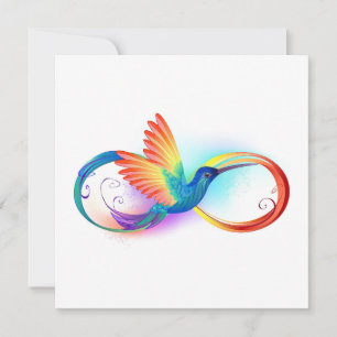 Rainbow Hummingbird med oändlighetssymbol Tack Kort