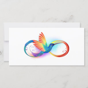 Rainbow Hummingbird med oändlighetssymbol Tack Kort