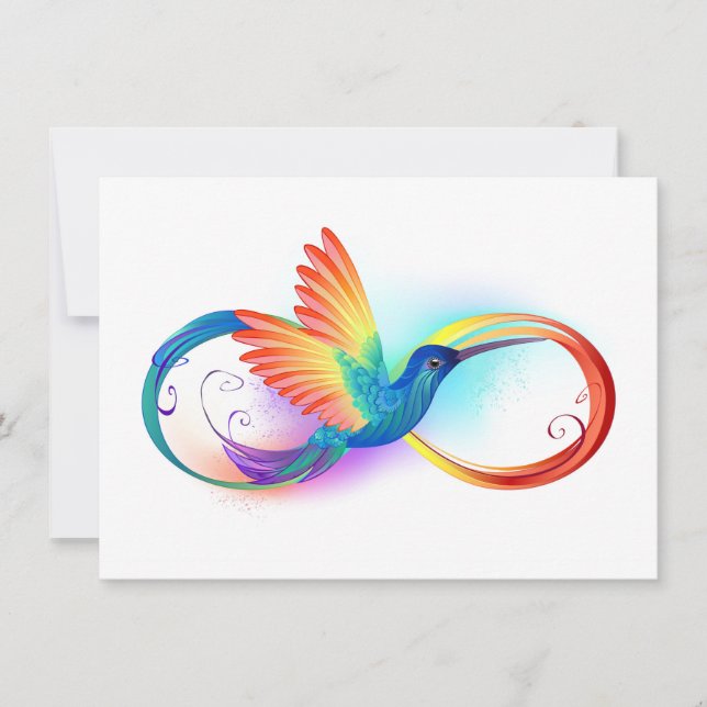 Rainbow Hummingbird med oändlighetssymbol Tack Kort (Framsida)