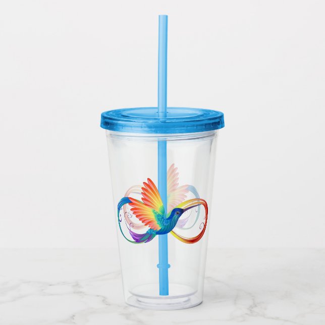 Rainbow Hummingbird med oändlighetssymbol Take Away Mugg (Framsida)
