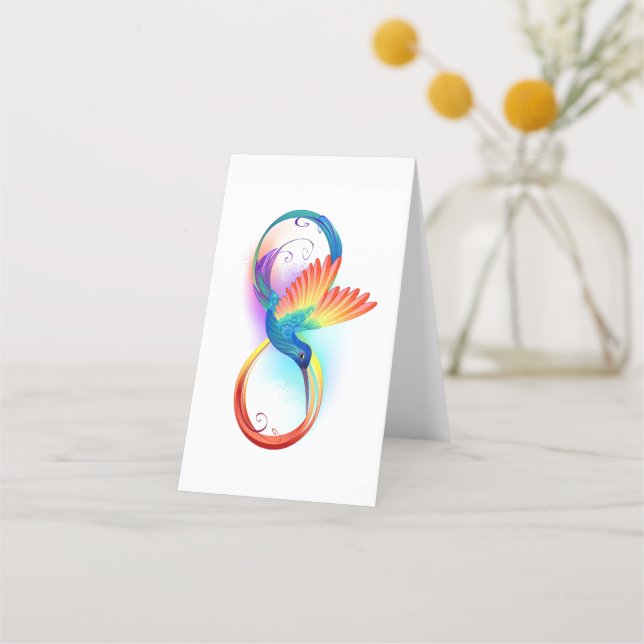 Rainbow Hummingbird med oändlighetssymbol Tidsbeställning Kort (Framsida)