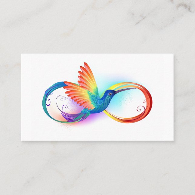 Rainbow Hummingbird med oändlighetssymbol Tidsbeställning Kort (Framsida)
