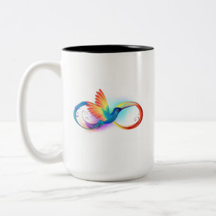 Rainbow Hummingbird med oändlighetssymbol Två-Tonad Mugg