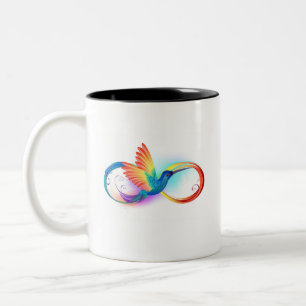 Rainbow Hummingbird med oändlighetssymbol Två-Tonad Mugg