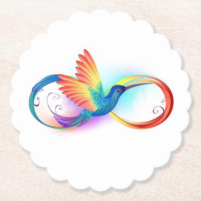 Rainbow Hummingbird med oändlighetssymbol Underlägg Papper (Framsida)