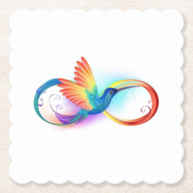 Rainbow Hummingbird med oändlighetssymbol Underlägg Papper (Framsida)