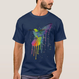 Rainbow Hummingbird Watercolor T Shirt