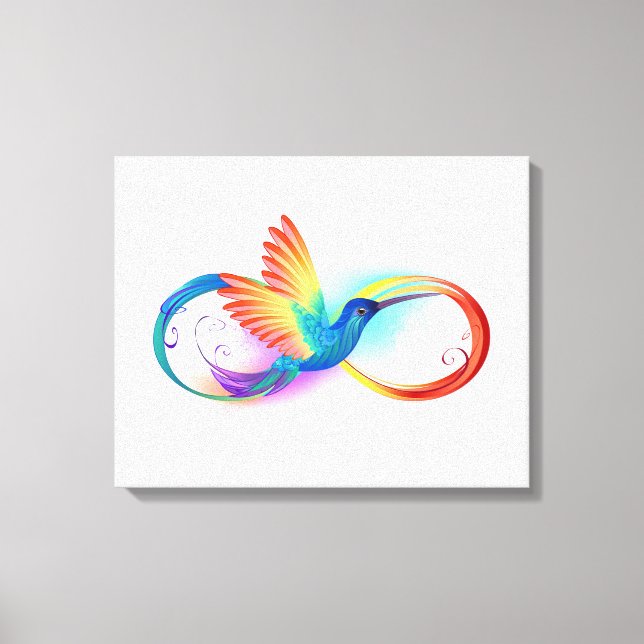 Rainbow Hummingbird with Infinity symbol Canvastryck (Framsida)