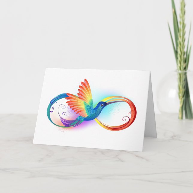 Rainbow Hummingbird with Infinity symbol Helgkort (Framsida)