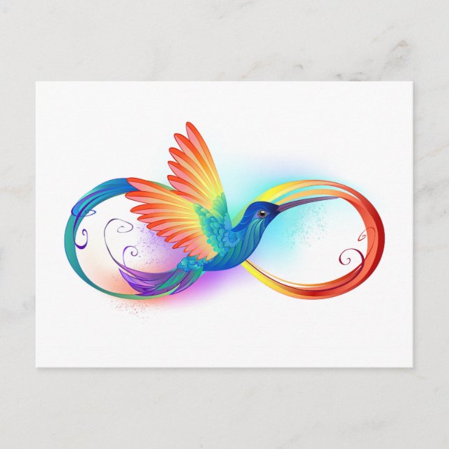 Rainbow Hummingbird with Infinity symbol Meddelande Vykort (Framsida)