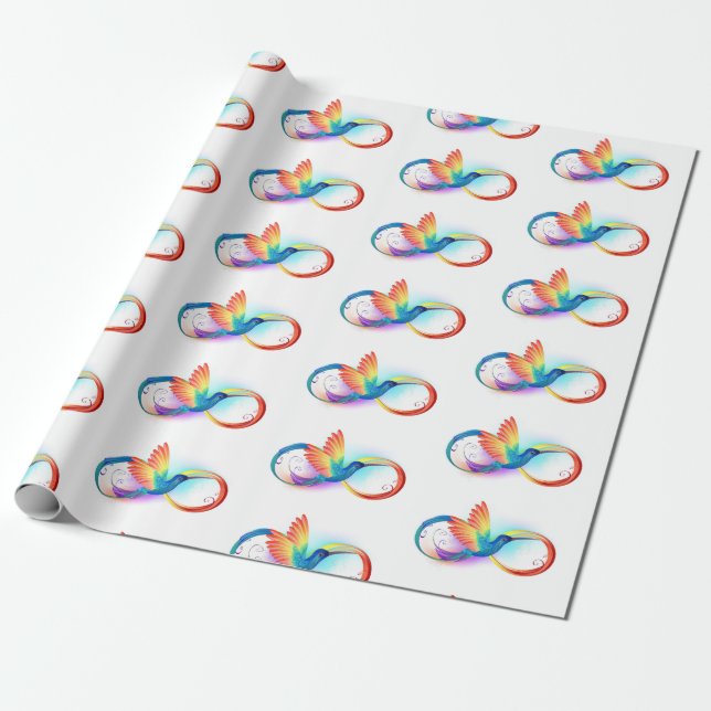 Rainbow Hummingbird with Infinity symbol Presentpapper (Utrullad)