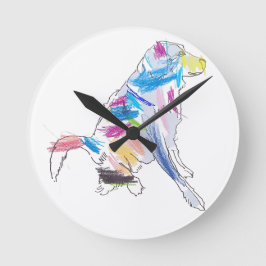 Rainbow Hund Dekorativ kudde Rund Klocka