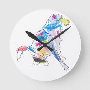 Rainbow Hund Dekorativ kudde Rund Klocka
