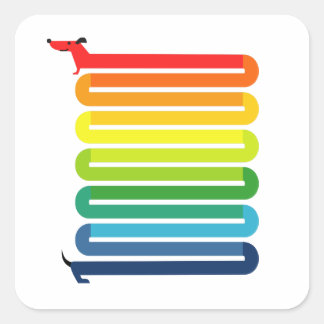 Rainbow Hund Fyrkantigt Klistermärke