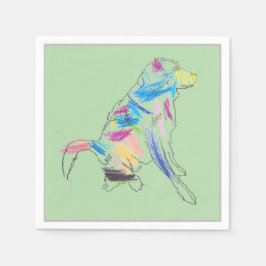 Rainbow Hund Lime Green Papper Napkins Pappersservett