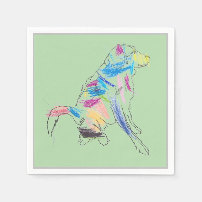Rainbow Hund Lime Green Papper Napkins Pappersservett (Framsidan)