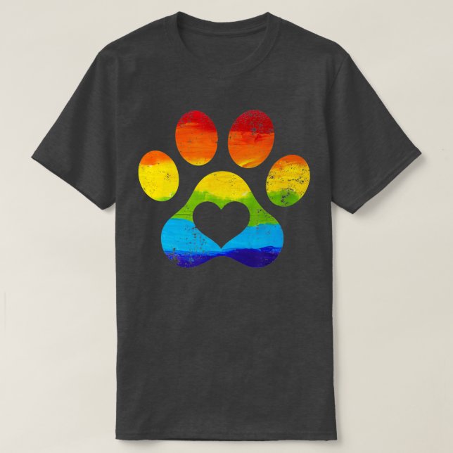 Rainbow Hund Paw Skriv ut Flagga LGBTQ Gay pride m T Shirt (Design framsida)