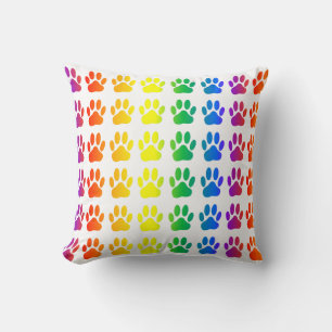 Rainbow Hund Pawprint Kudde