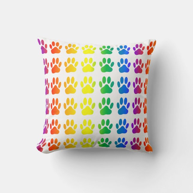 Rainbow Hund Pawprint Kudde (Framsida)