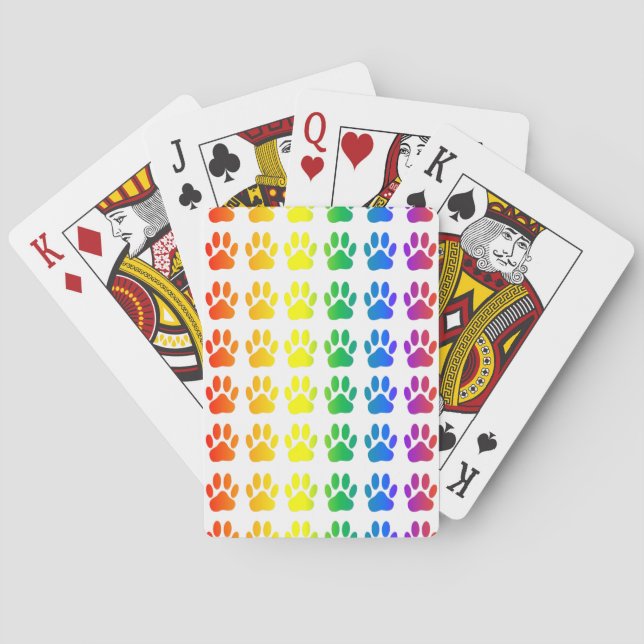Rainbow Hund Pawprint Spel Kort (Baksidan)