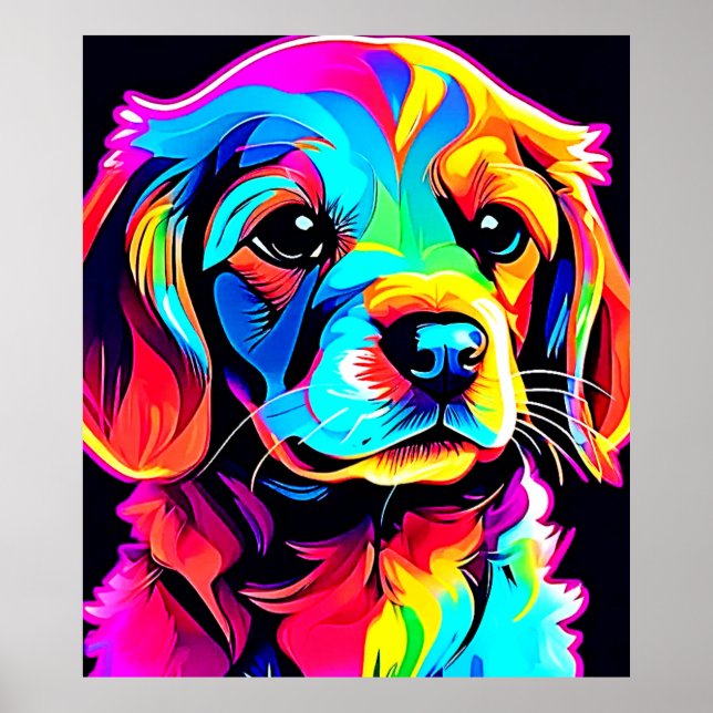 Rainbow Hund Porträtt Art Poster (Framsidan)