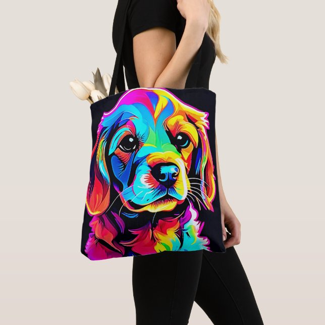 Rainbow Hund Porträtt Art Tygkasse (Närbild)