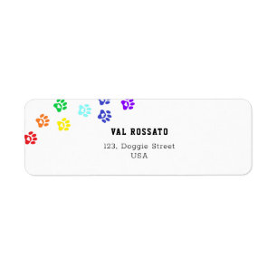Rainbow Hund Tass Returadress Etikett