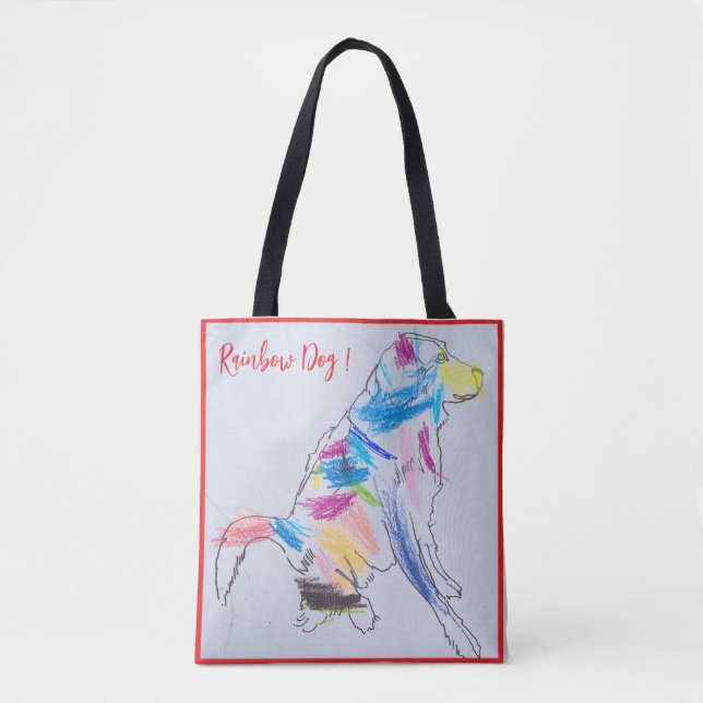Rainbow Hund Tote bag Tygkasse (Framsida)