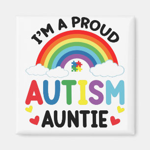 Rainbow I är en stolt Autism Auntie Autism Awarene Magnet