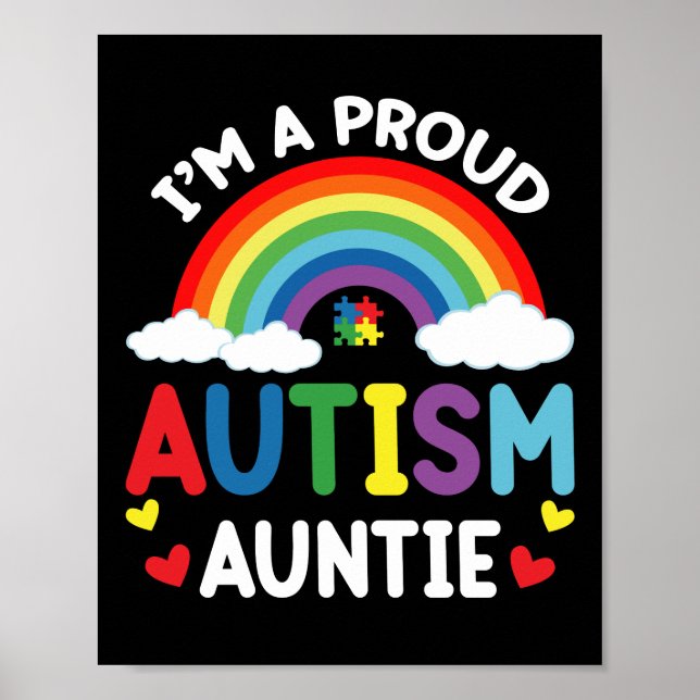 Rainbow I är en stolt Autism Auntie Autism Awarene Poster (Framsidan)