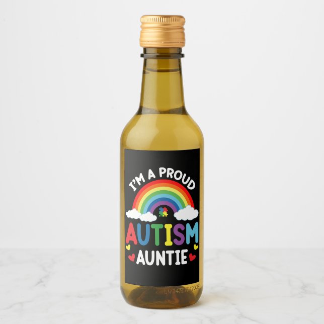 Rainbow I är en stolt Autism Auntie Autism Awarene Vinetikett (Framsida)