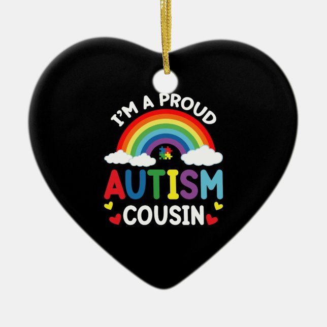 Rainbow I är en stolt Autism Cousin Autism Awarene Julgransprydnad Keramik (Framsidan)