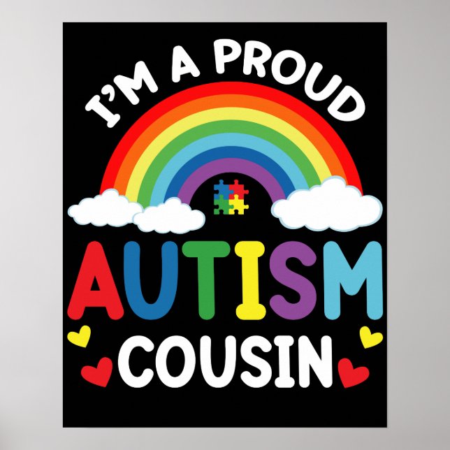 Rainbow I är en stolt Autism Cousin Autism Awarene Poster (Framsidan)