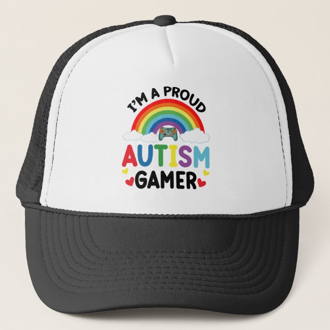 Rainbow I är en stolt Autism Gamer Autism Awarenes Keps (Framsida)