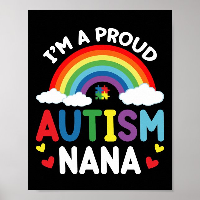 Rainbow I är en stolt Autism Nana Autism Awareness Poster (Framsidan)