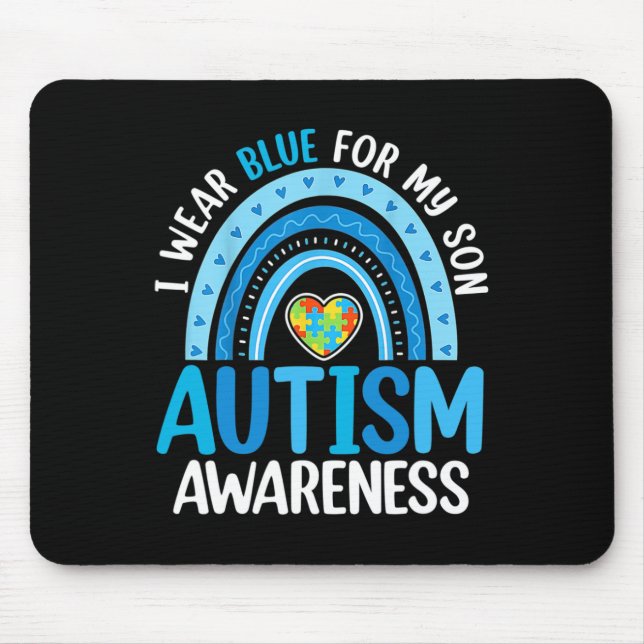 Rainbow I Bära Blue for My Son Autism Awareness Musmatta (Framsidan)