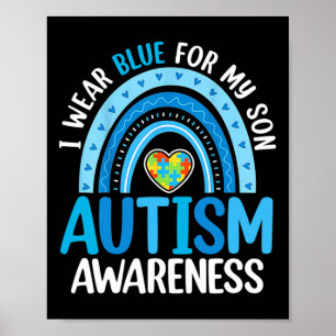 Rainbow I Bära Blue for My Son Autism Awareness Poster
