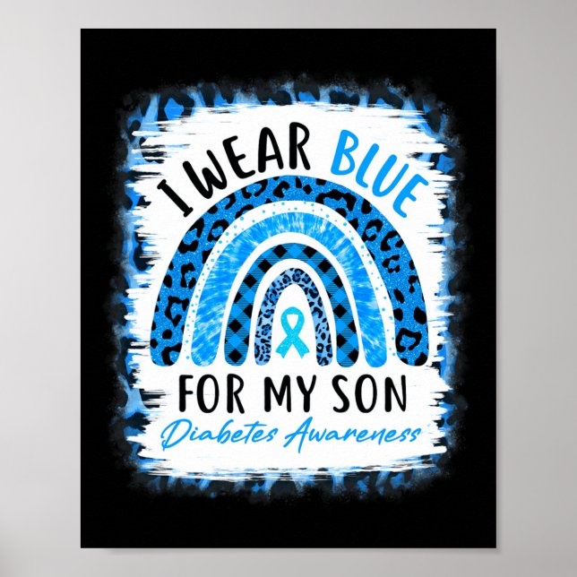 Rainbow I Bära Blue Ribbon for My Son T1d Diabetes Poster (Framsidan)