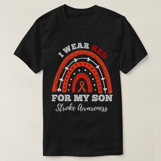 Rainbow I Bära Red for My Son Stroke Awareness T Shirt (Design framsida)
