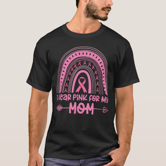 Rainbow I Bära Rosa för bröstcancermånaden i Mamma T Shirt (Framsida)
