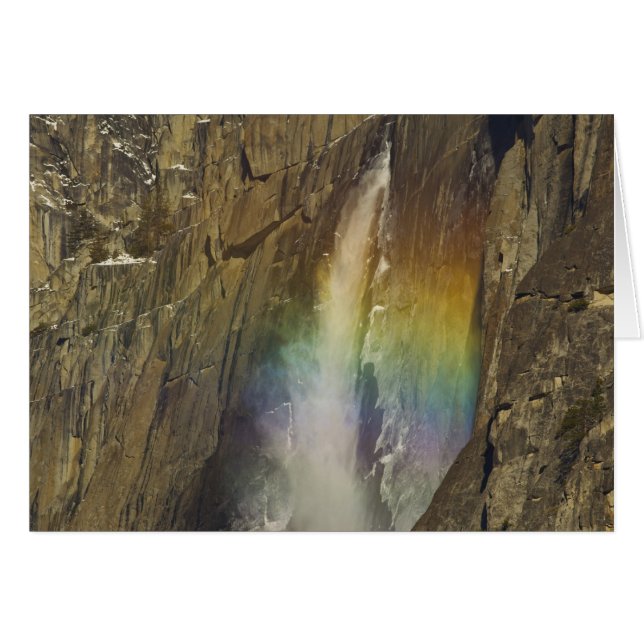 Rainbow i övre Yosemite Falls i Yosemite Hälsningskort (Framsidan Horizontal)