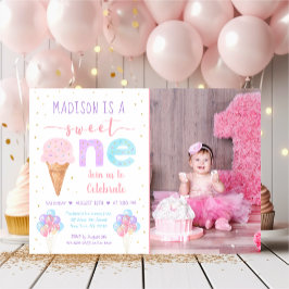 Rainbow Ice Cream First Birthday Inbjudningar