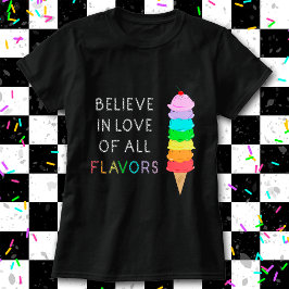 Rainbow Ice Cream LGBT Kärlek Diversity Pride Blac T Shirt
